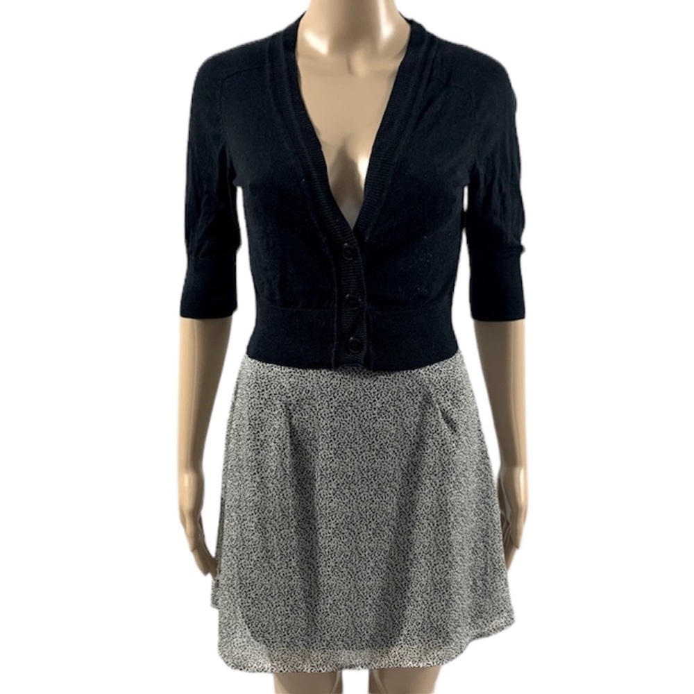 SIENNA SKY Black & White Flare A-line Mid Waist See Through Lined Mini Skirt S